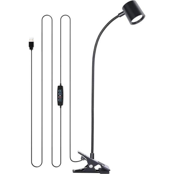 Desk Lamp,USB Clip On Light,3 Color Modes,10Brightness Levels,360° Gooseneck LED - Picture 7 of 7
